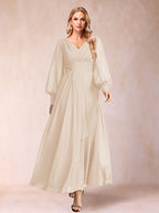 Hilda Mae Champagne back view mother of the bride dress