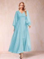 Hilda Mae Sky Blue back view mother of the bride dress