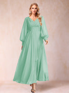 Hilda Mae Mint Green front view mother of the bride dress