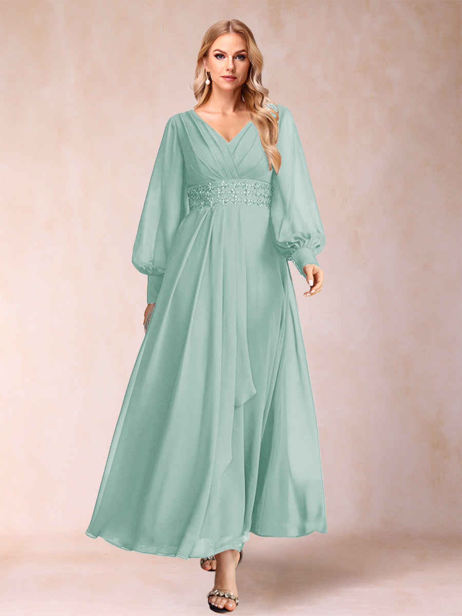 Hilda Mae Pool Blue front view mother of the bride dress