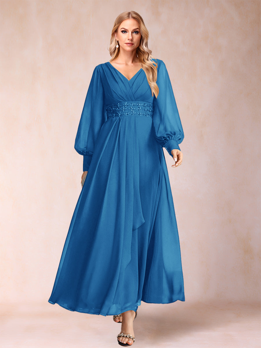 Hilda Mae Ocean Blue front view mother of the bride dress