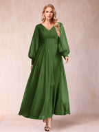 Hilda Mae Olive Green front view mother of the bride dress