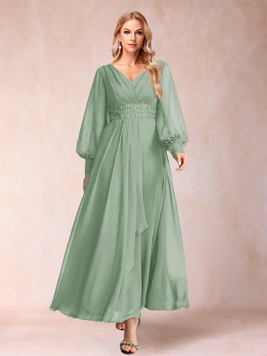 Hilda Mae Sage Green back view mother of the bride dress