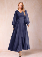 Hilda Mae Dusty Blue back view mother of the bride dress
