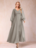 Hilda Mae Taupe front view mother of the bride dress