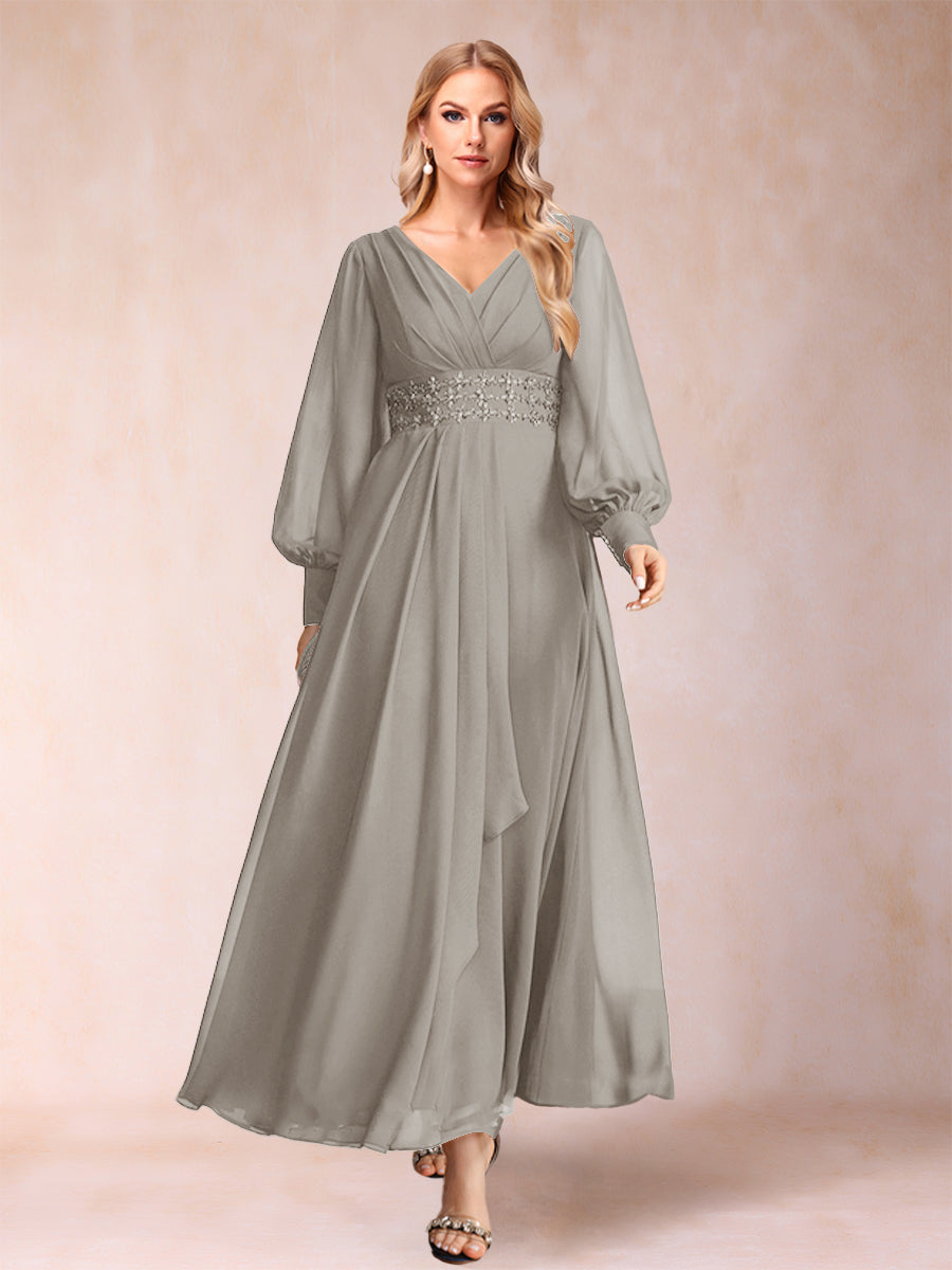 Hilda Mae Taupe front view mother of the bride dress