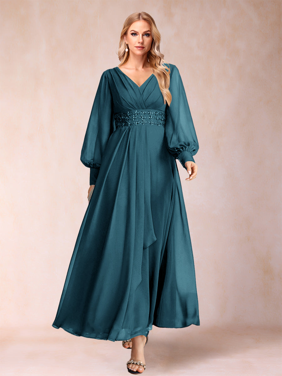 Hilda Mae Teal front view mother of the bride dress