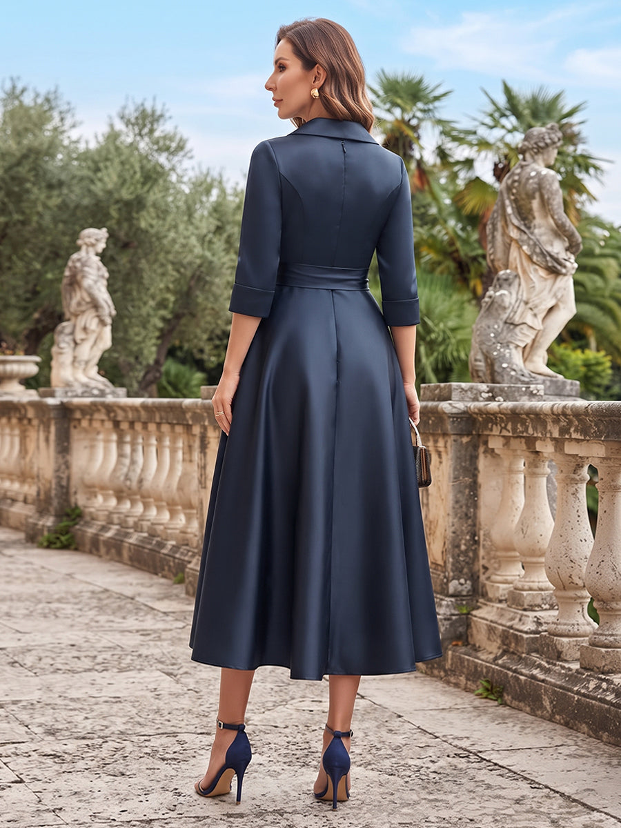 Brenda Claire Navy Blue back view mother of the bride dress