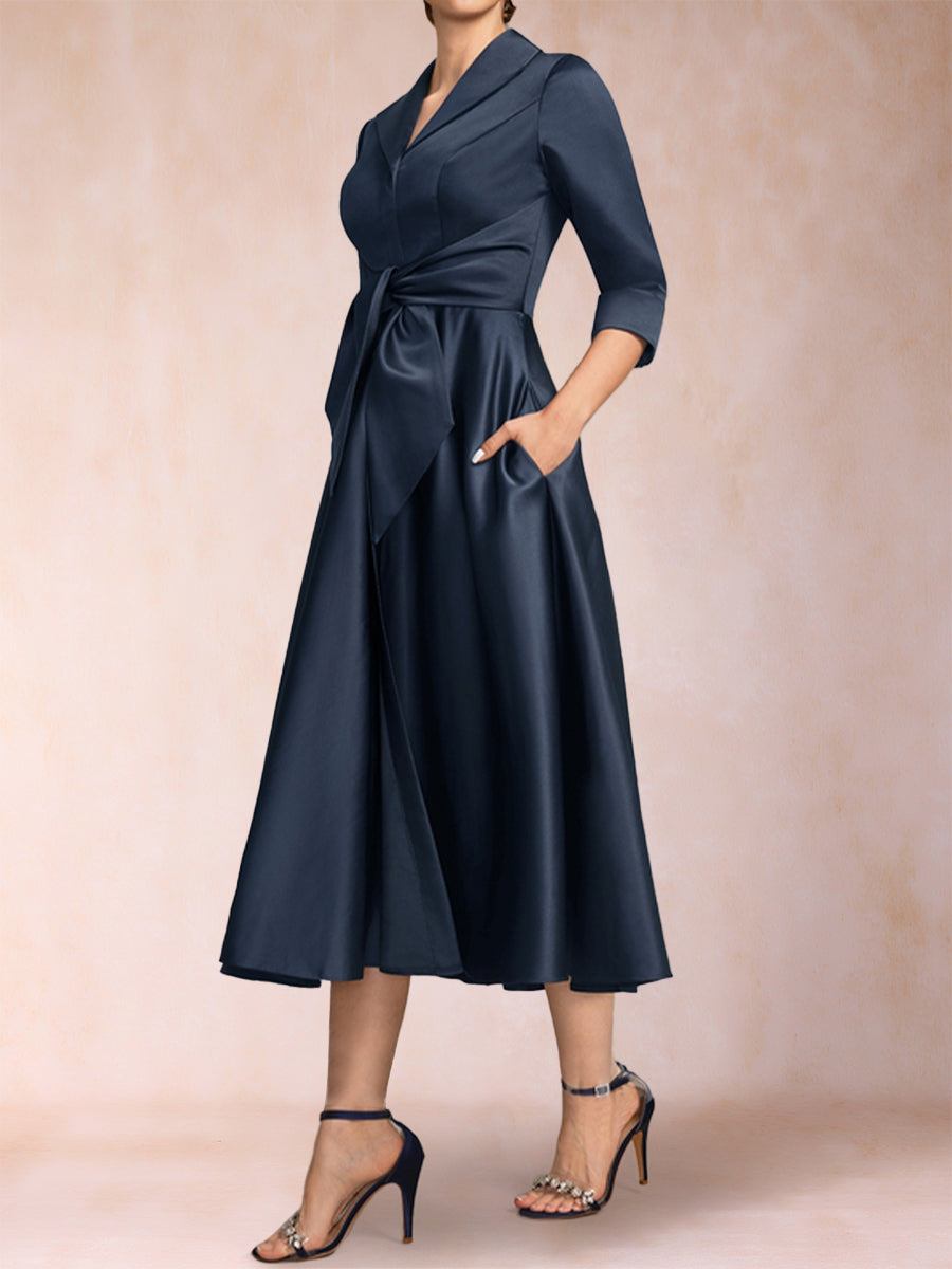 Brenda Claire Navy Blue side view mother of the bride dress