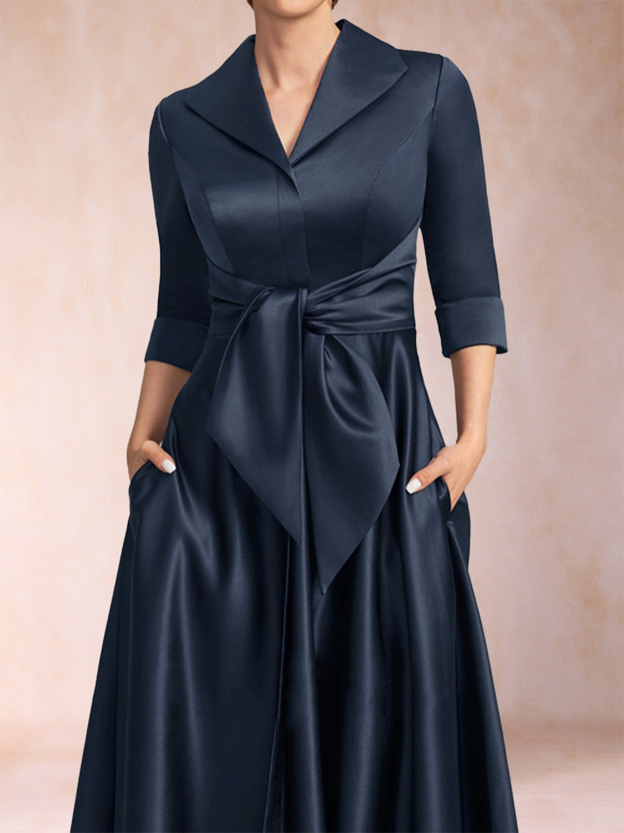 Brenda Claire Navy Blue hem detail mother of the bride dress