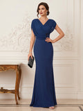 Oriana Dove Navy Blue front view mother of the bride dress
