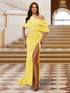 Lysandra yellow front view prom dress