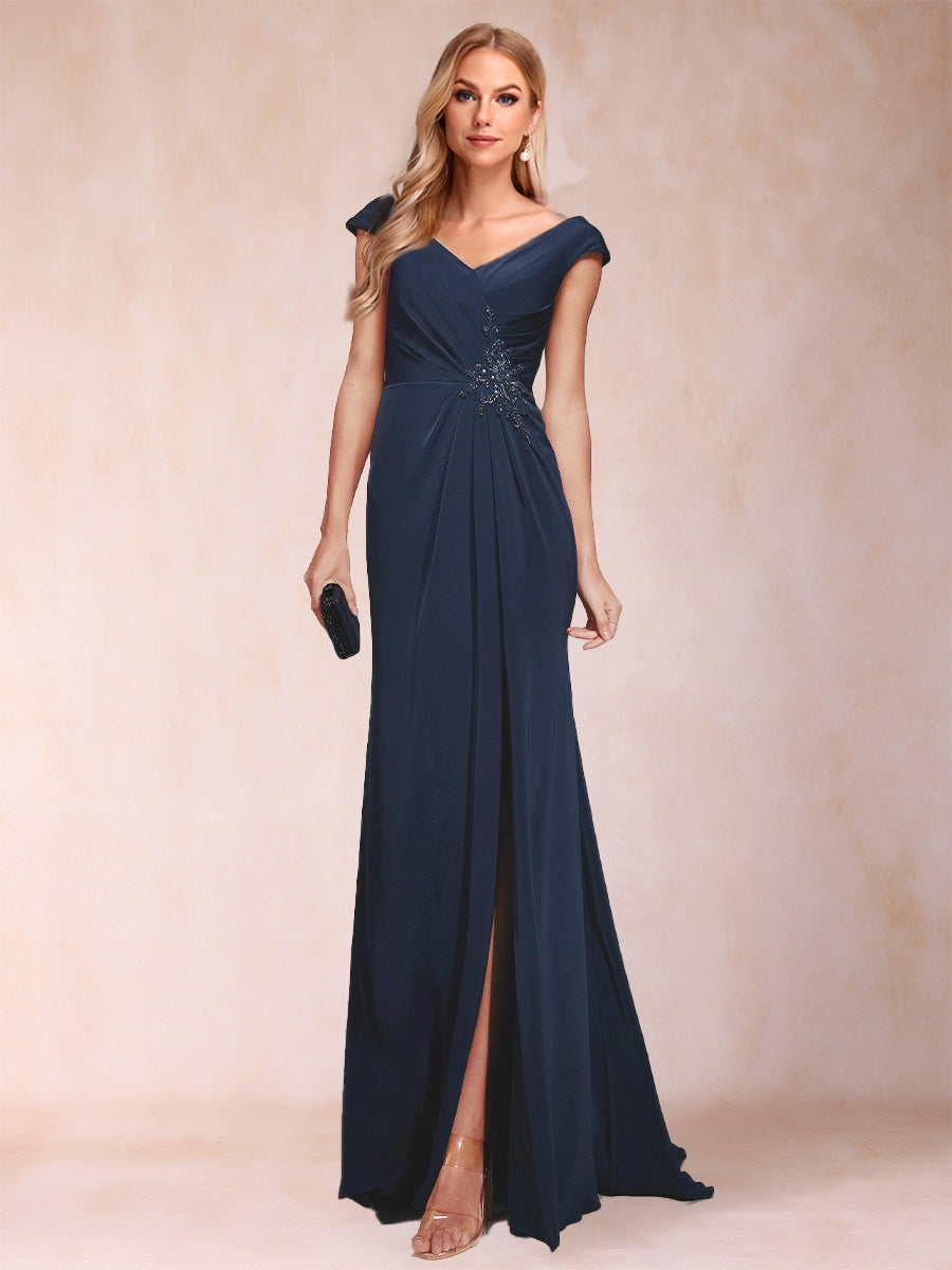Paula Rose Navy Blue front view mother of the bride dress