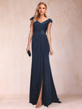 Paula Rose Navy Blue front view mother of the bride dress