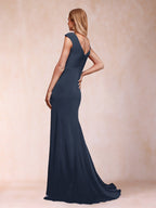 Paula Rose Navy Blue back view mother of the bride dress