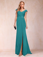 Paula Rose Turquoise back view mother of the bride dress