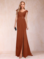 Paula Rose Burnt Orange front view mother of the bride dress