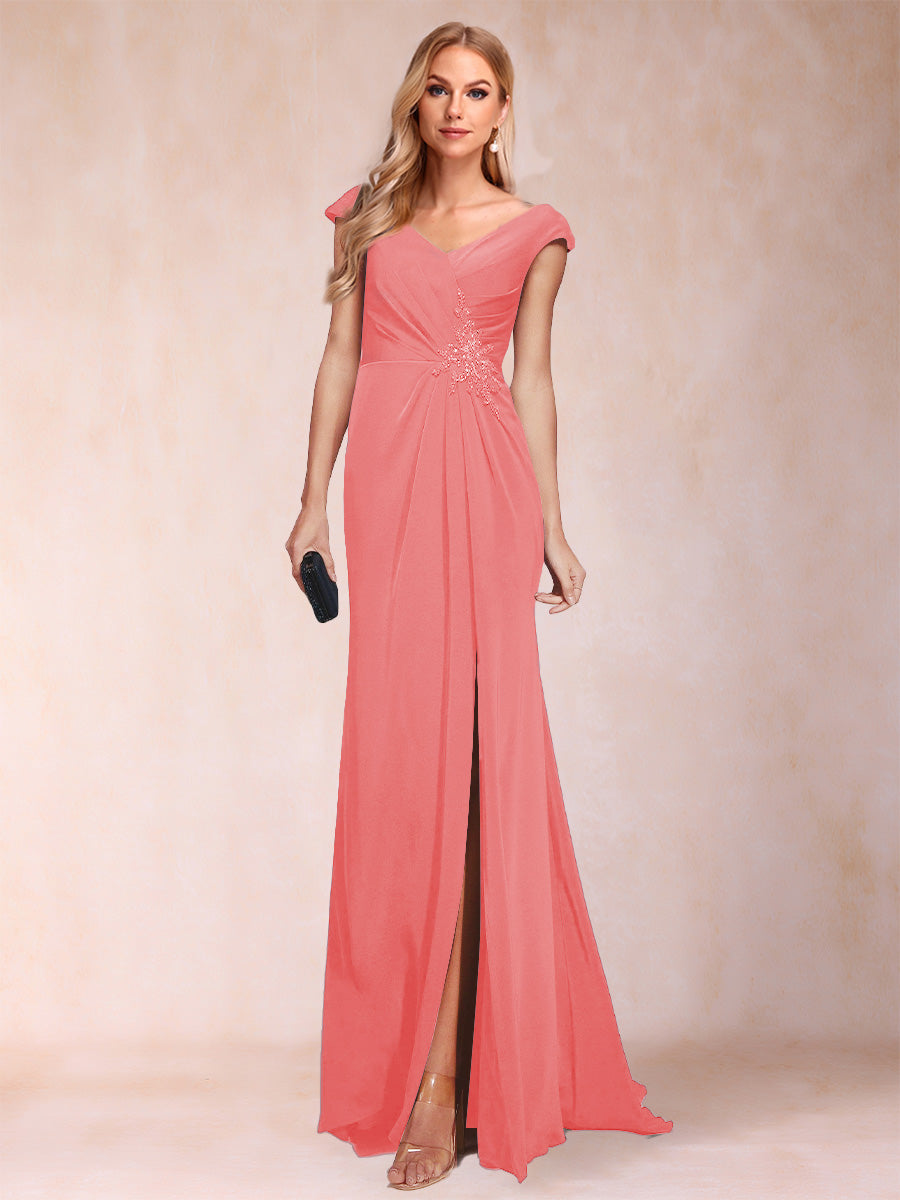 Paula Rose Coral back view mother of the bride dress