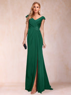 Paula Rose Hunter Green front view mother of the bride dress