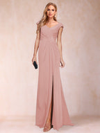 Paula Rose Dusty Rose back view mother of the bride dress