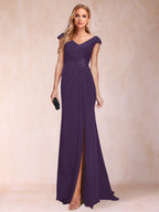 Paula Rose Grape front view mother of the bride dress