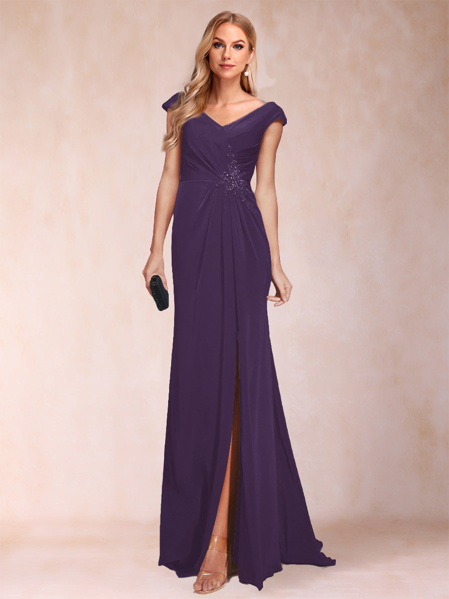 Paula Rose Grape front view mother of the bride dress