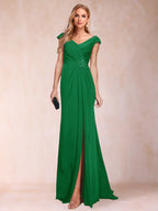Paula Rose Forest Green front view mother of the bride dress