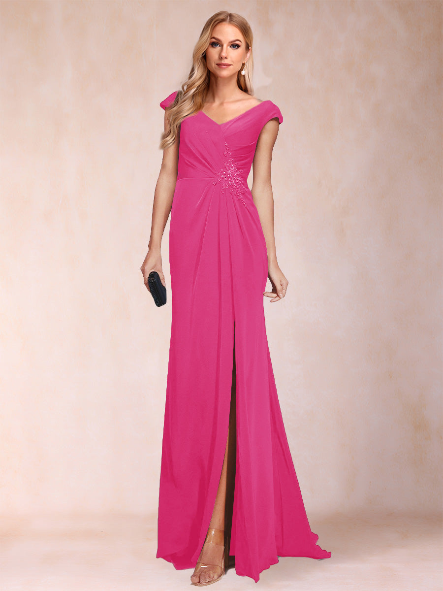 Paula Rose Hot Pink front view mother of the bride dress