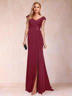 Paula Rose Burgundy back view mother of the bride dress