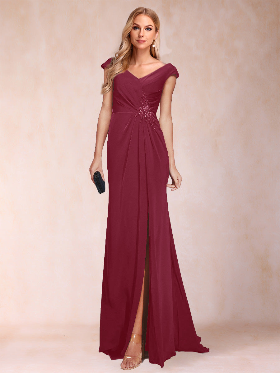 Paula Rose Burgundy back view mother of the bride dress