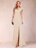 Paula Rose Champagne back view mother of the bride dress
