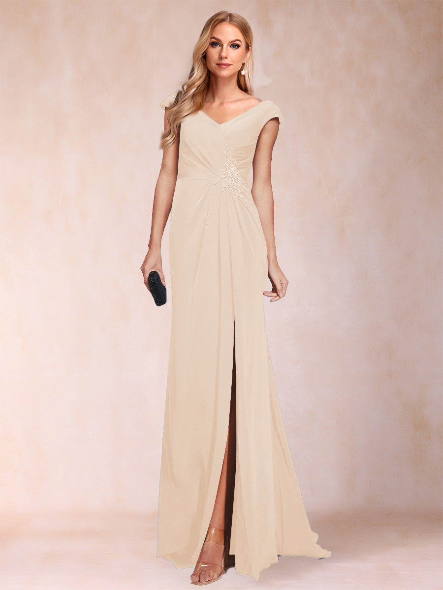 Paula Rose Champagne back view mother of the bride dress