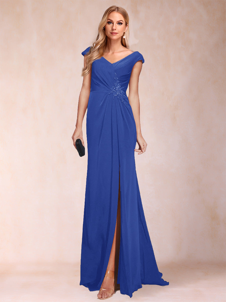 Paula Rose Royal Blue side view mother of the bride dress