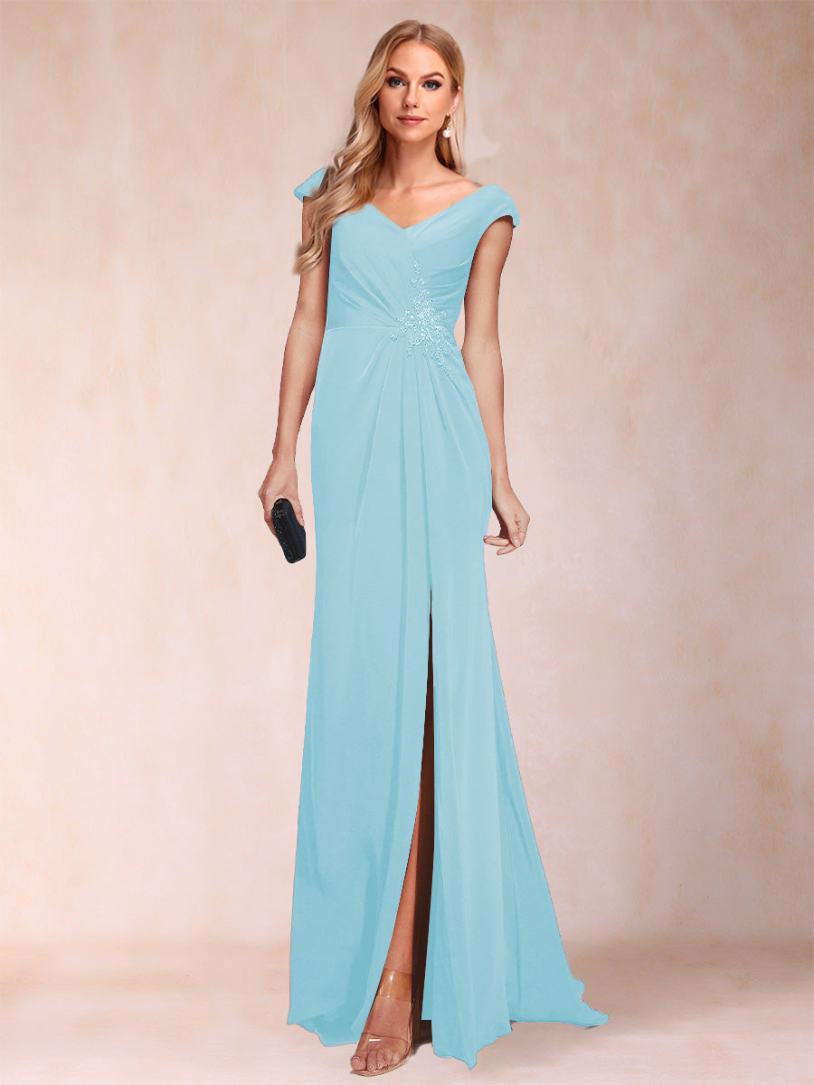 Paula Rose Sky Blue back view mother of the bride dress