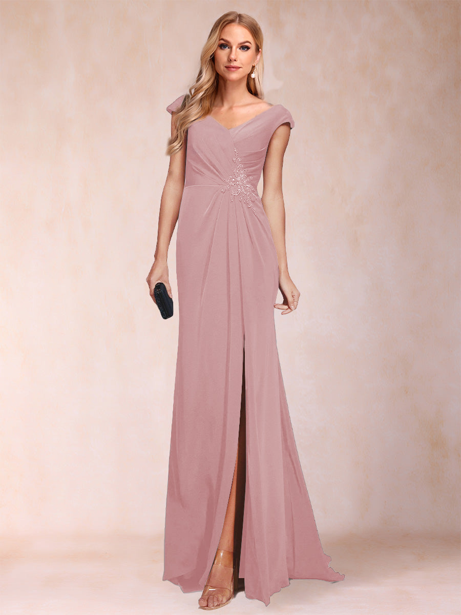 Paula Rose Mauve front view mother of the bride dress