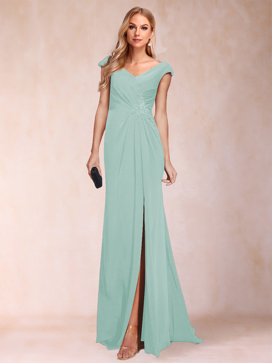 Paula Rose Pool Blue front view mother of the bride dress