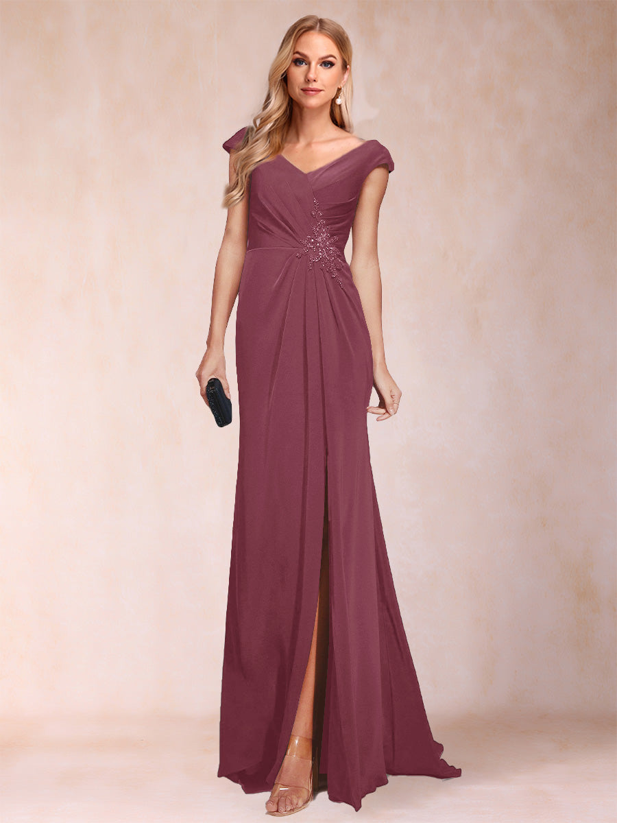 Paula Rose Plum front view mother of the bride dress
