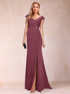 Paula Rose Plum front view mother of the bride dress