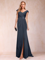 Paula Rose Navy Blue side view mother of the bride dress