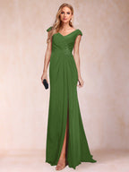 Paula Rose Olive Green front view mother of the bride dress