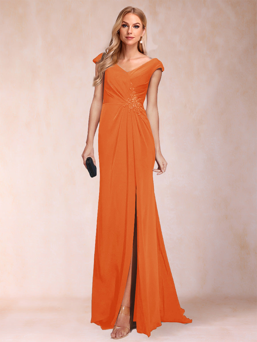 Paula Rose Orange front view mother of the bride dress
