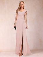 Paula Rose Pearl Pink back view mother of the bride dress