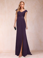 Paula Rose Plum back view mother of the bride dress