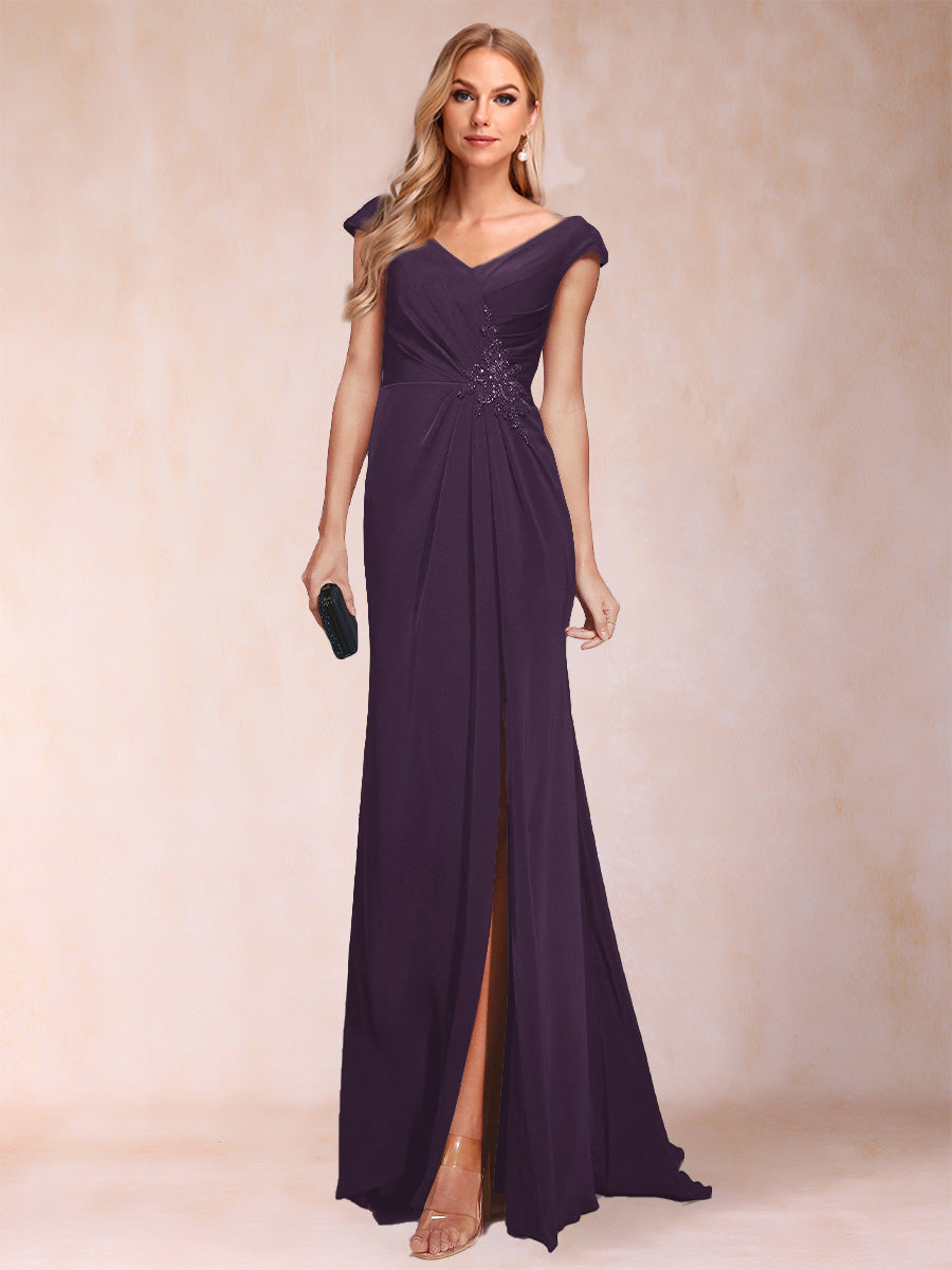 Paula Rose Plum back view mother of the bride dress