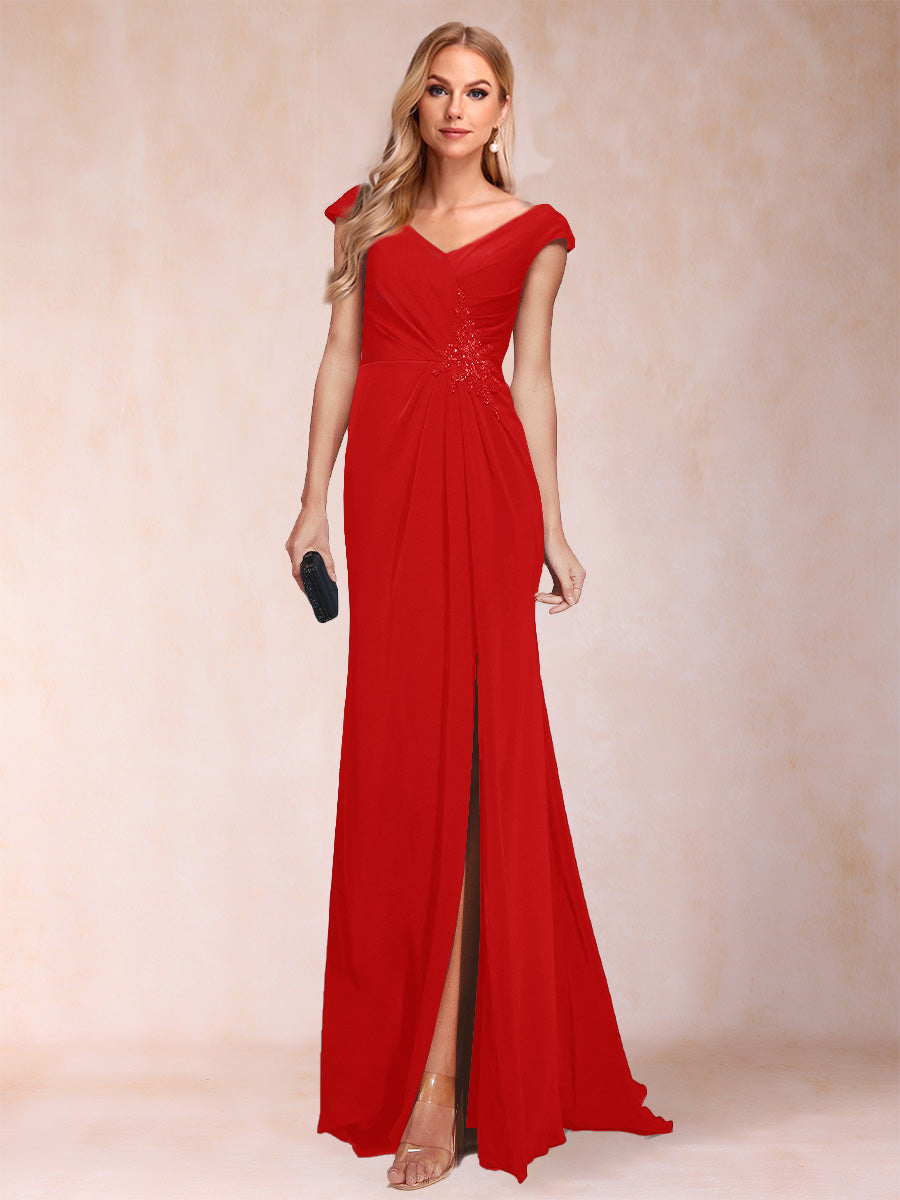 Paula Rose Red front view mother of the bride dress
