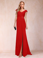 Paula Rose Red front view mother of the bride dress