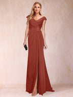 Paula Rose Rust front view mother of the bride dress
