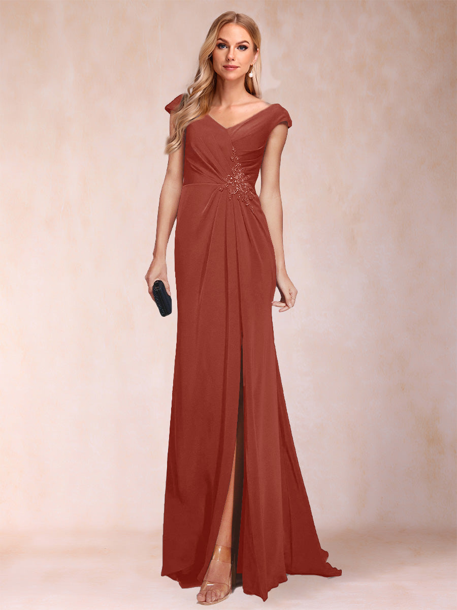 Paula Rose Rust front view mother of the bride dress