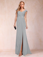 Paula Rose Silver front view mother of the bride dress