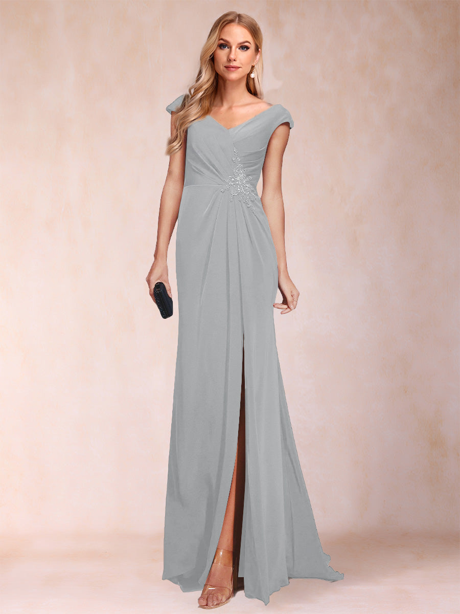 Paula Rose Silver front view mother of the bride dress